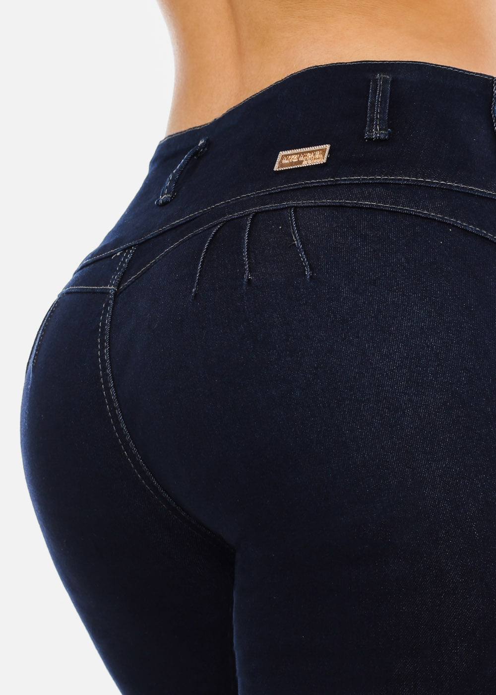 Moda Xpress Womens Skinny Jeans Butt Lifting Mid Rise Dark Wash Jeans 10875g