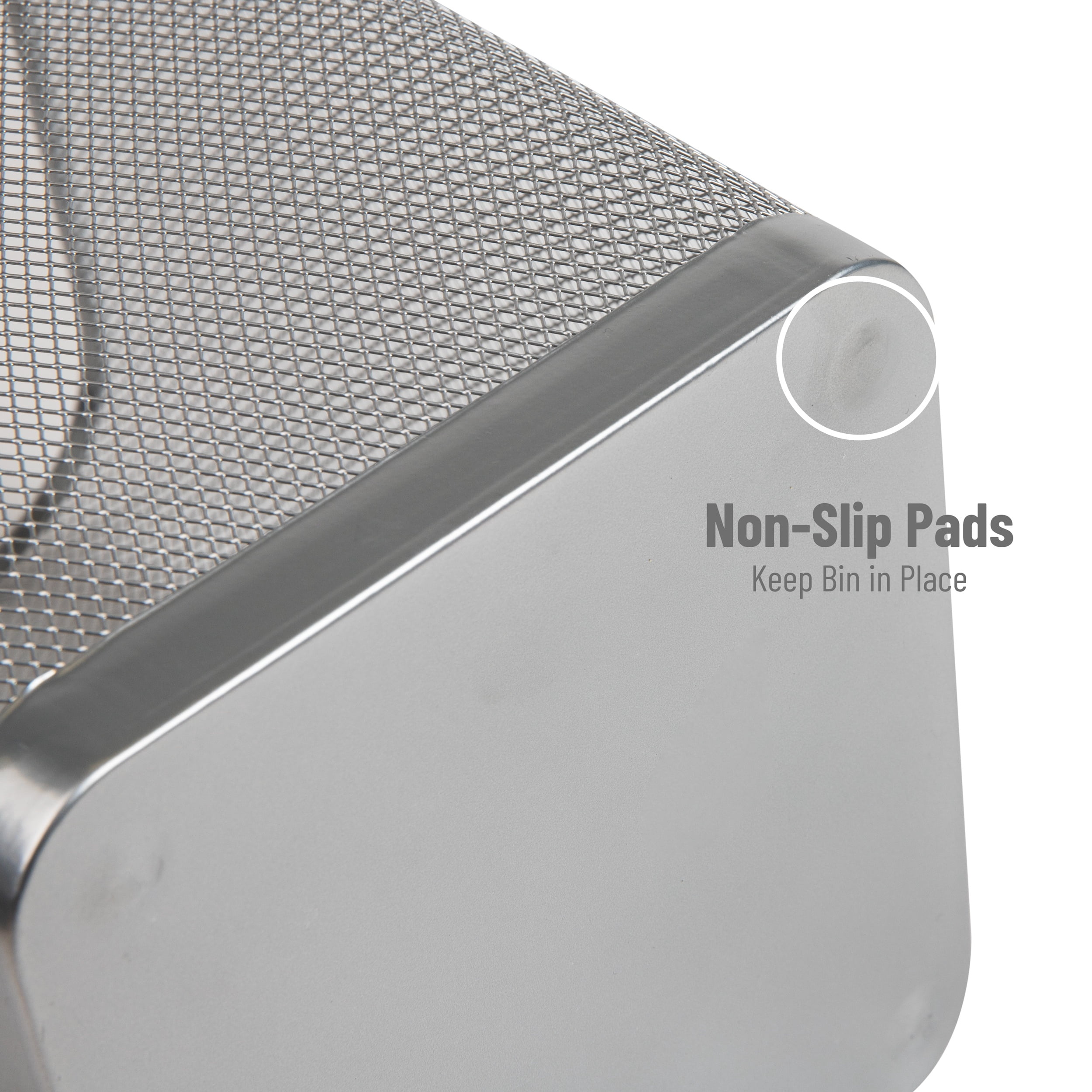 Mind Reader Mesh Trash Can, Waste Paper Basket, Square, Office, Metal, Set of 2, Silver