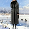 thumbnail image 5 of YueHuiYing Women's Double Breasted Long Trench Coat Windproof Classic Turndown Collar Slim Overcoat, 5 of 6