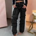 thumbnail image 2 of Brglopf Womens Rhinestone Jeans Baggy Y2K High Waisted Straight Wide Leg Cargo Jean Trousers Sparkly Bling Glitter Denim Pants with Pockets Black XL, 2 of 5