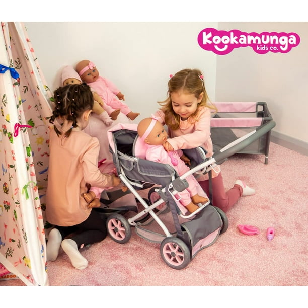 KOOKAMUNGA KIDS Ensemble de 5 poussettes pour poupée bébé - Accessoires pour  poupée bébé - Ensemble de jeu pour poupée bébé avec siège auto pour  poussette - Parc pour bébé - Nacelle 