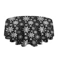 thumbnail image 5 of Black Christmas Snowflake Pattern Round Tablecloth 60"x60",Wrinkle Wipeable Table Cloth for Kitchen Dining Room Picnic Patio Party, 5 of 6