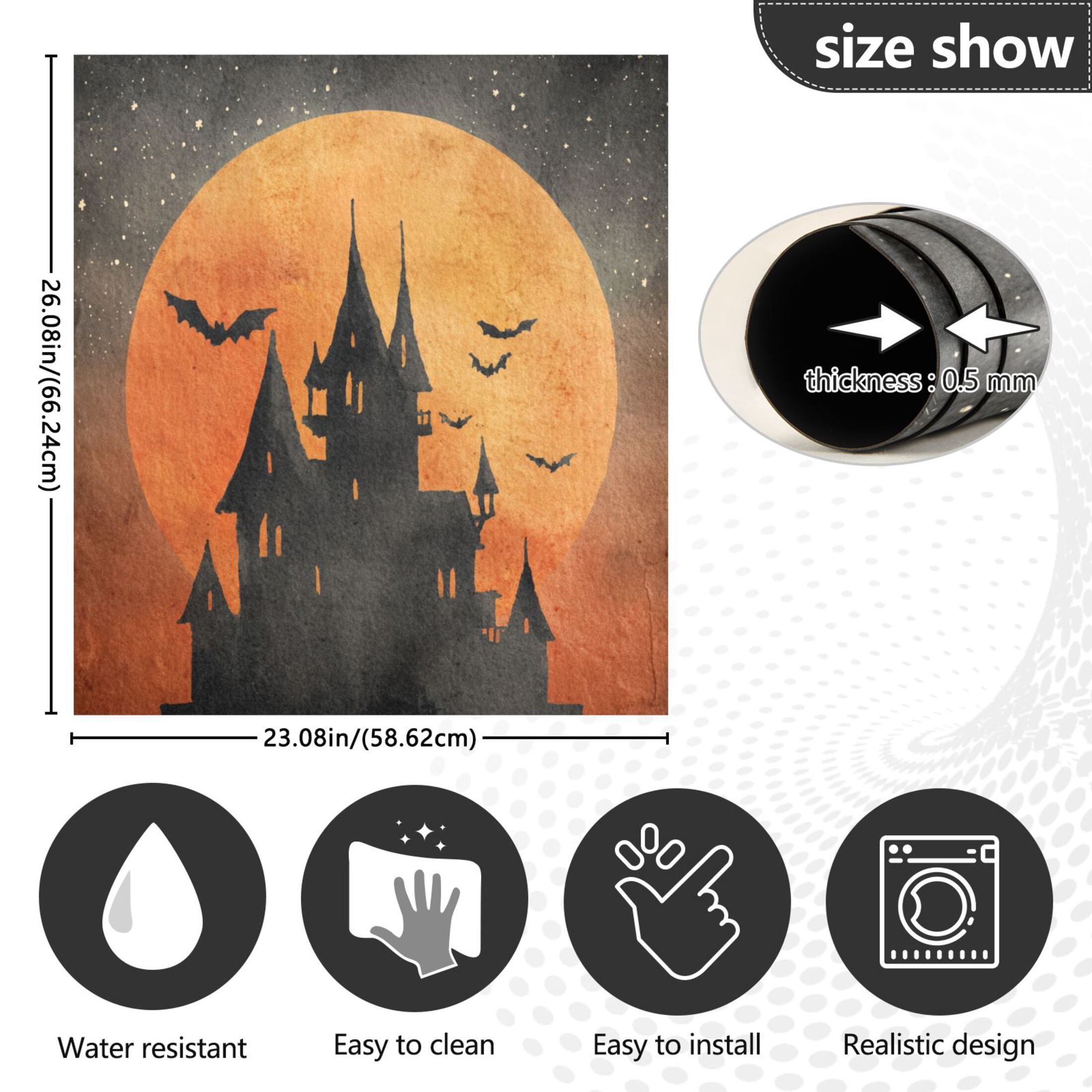 Dishwasher Magnetic Sticker 23x26 Inch Refrigerator Magnetic Sticker Washing Machine Magnetic Sticker Kitchen Panel Magnetic Sticker Home Decor Halloween Castle