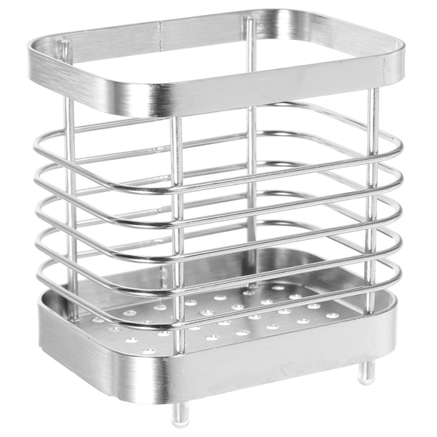 Organizador de drenaje de palillos huecos, soporte para cubiertos de acero inoxidable, soporte para utensilios domésticos