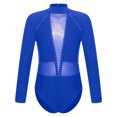 thumbnail image 3 of HULIJA Kids Girls Figure Ice Skating Ballet Dance Leotard Rhinestones Mock Neck Bodysuit Long Sleeve Blue 12, 3 of 7