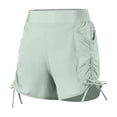 thumbnail image 4 of Womens Yoga Shorts Anti Chafing Ruched High Waist Loose Fit Solid Print Lightweight Gym Shorts for Pilates Wear Light Green L, 4 of 4