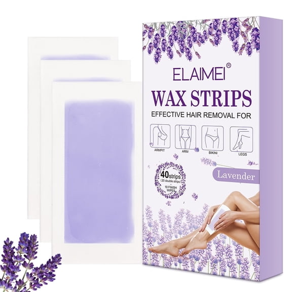 Elaimei Wax Strips for Hair Removal - Face and Body Wax Strips Hair Removal for Women & Men(40 Strips 10 Wipes)