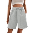 thumbnail image 2 of JoveMarine Women's Casual Wide Leg High Waisted Shorts - Slimming, Lightweight Drawstring, Comfy for Daily, Vacation, Hot Summer Days,Light Gray M, 2 of 6