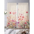 thumbnail image 2 of Pink Spring Floral Sheer Curtains 96 Inch Length 2 Panels Set, Watercolor Summer Botanical Voile Window Treatment Semi Sheer Long Curtains Drapes for Bedroom/Living Room/Kitchen 52"x96"x2, 2 of 7