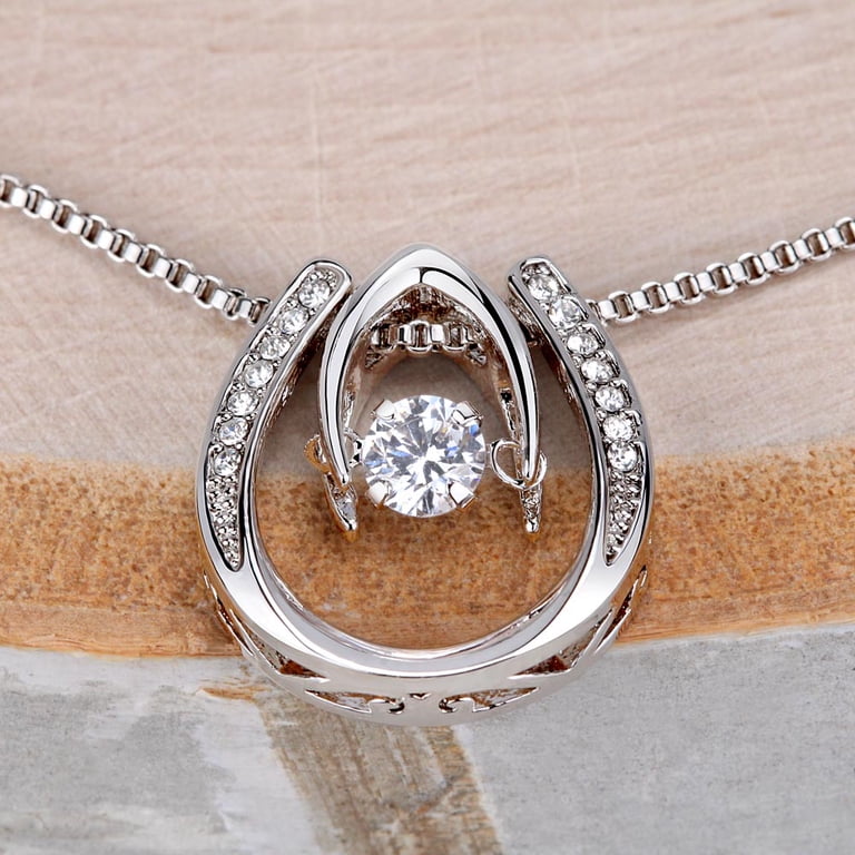 Stainless Steel Lucky Horseshoe Pendant Necklace - Gift For Horse Lovers, Women's Jewelry, 18+2 Inch Chain