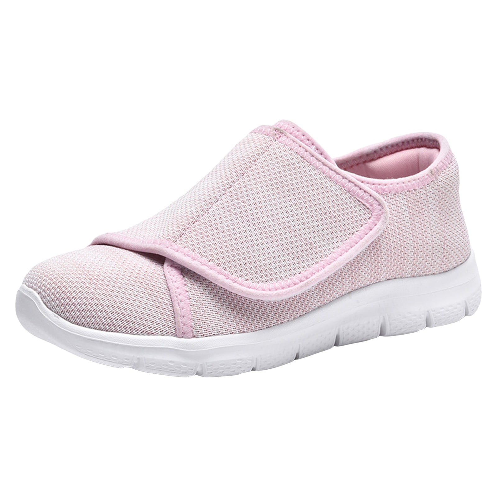 Women's Slip On Canvas Casual Shoes Wide Toe Box Lightweight Sneakers Hook and Loop Non Slip Teenis Shoes Pink Size 6.5
