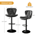 thumbnail image 2 of 2-Piece Industrial Swivel Bar Stools Set - Steel Frame, Faux Leather Upholstered Back & Seat with Footrests - Retro Modern Design, 300lbs Capacity, Non-Slip Base for Kitchen, Home Bar, Pub, 2 of 6