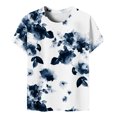 thumbnail image 5 of Pincandy Women's Summer Casual Crewneck Short Sleeve T-Shirts Floral Print Fit Basic Tops Tees Blouses Graphic Tees Shirts Short Sleeve Casual Basic Tops,Blue,S, 5 of 6