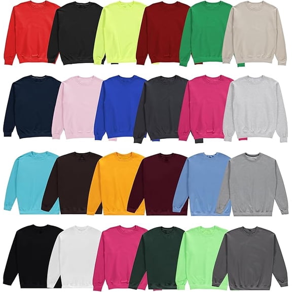BILLIONHATS 24 Pack Mens Adult Crewneck Fleece Lined Pullover Sweatshirt Bulk, Mixed Assorted, Wholesale Donation Homeless (Small)