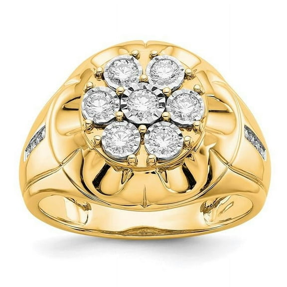 Finest Gold 14K Yellow Gold Diamond Mens Ring - Size 10