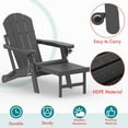 thumbnail image 4 of Hidpriva Outdoor Folding Adirondack Chair Set of 2 with Ottoman and Cup Holder, HDPE Weather Resistant Fire Pit Chair with Retractable Footrest, Grey, 4 of 7