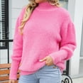 thumbnail image 5 of Qepwscx Women's 2025 Fall Turtleneck Oversized Sweaters Fuzzy Long Sleeve Chunky Knit Pullover Tops Winter Fashion Clothes Mock Neck Knitted Jumperes Tops Winter Shirts Outerwear ﻿, 5 of 8