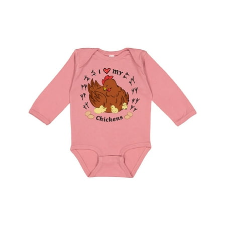 

Inktastic I Heart My Chickens Gift Baby Boy or Baby Girl Long Sleeve Bodysuit