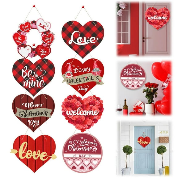 Valentines Day Decorations Clearance! Happy Valentine'S Day Signs Hanging Wooden Door Sign Truck Valentine'S Day Decor Valentine'S Day Heart Wreath Valentine'S Day Wall Decorations For Home