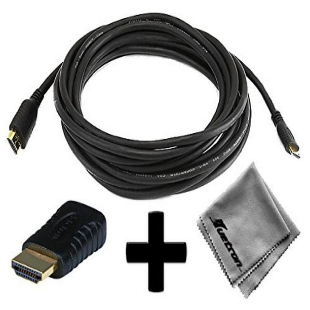 Verzamelen kristal Microprocessor Panasonic Lumix DMC-FT1 Compatible 15ft HDMI® to HDMI® Mini Connector Cable  Cord PLUS HDMI® Male to HDMI® Mini Female Adapter with Huetron Microfiber  Cleaning Cloth - Walmart.com