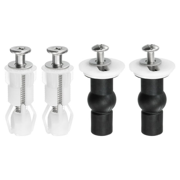 Toilet Seat Hinge Fixings, Plastic Toilet Seat Screws and Bolts with Rubber and Plastic Nuts