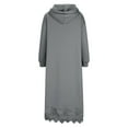 thumbnail image 7 of Black and Friday Deals,Womens Cotton Blend Oversized Hoodie Dress Floral Lace Hem Long Sleeve Hooded Sweatshirt Maxi Dress with Pockets (XL, Gray), 7 of 7
