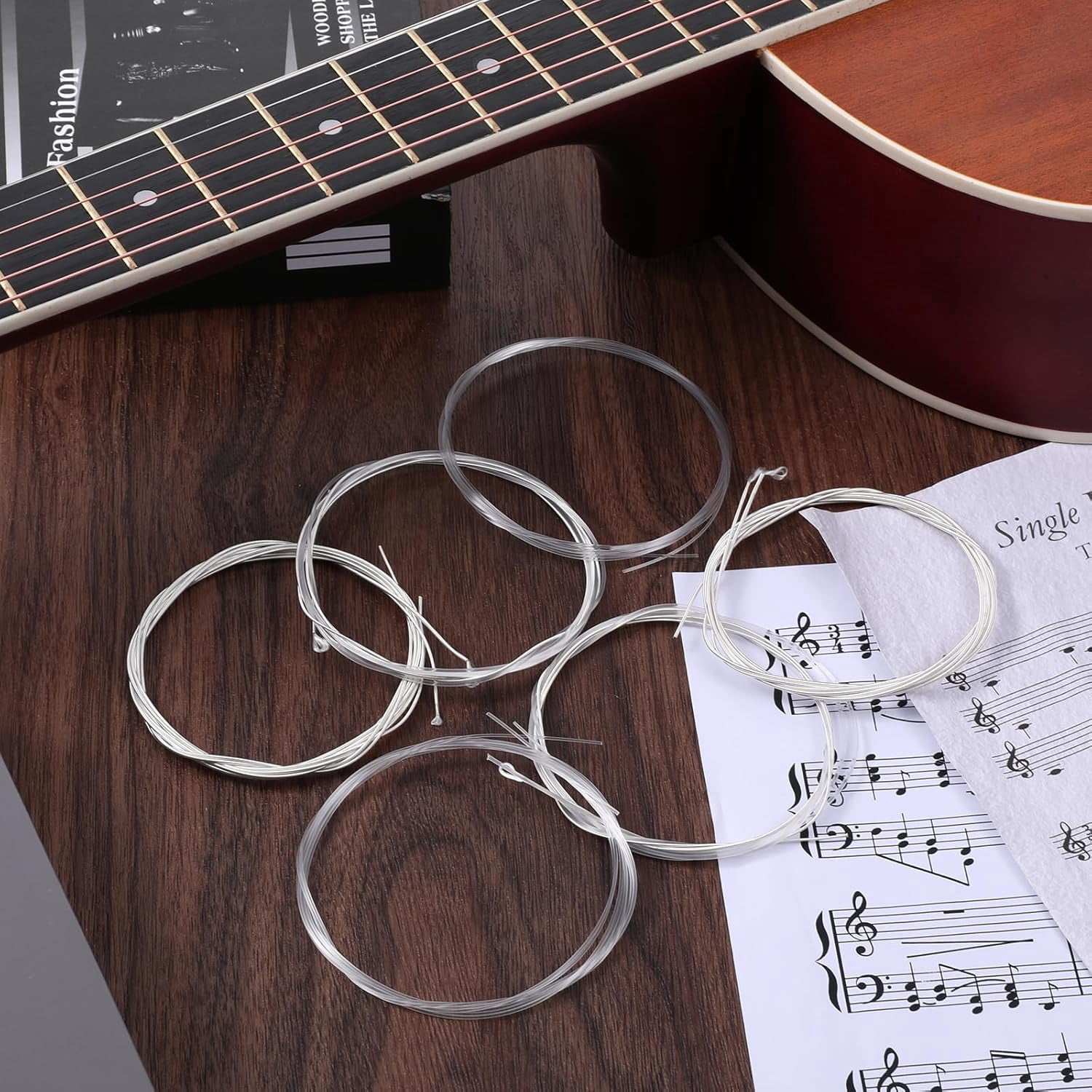 XD4-5 Sets of 6 String Guitar Strings Replacement Nylon String with Small Ball Ends for Classical Guitar, Acoustic Guitar Strings 6 String Set(3 Clear Nylon and 3 Nylon Core Alloy*04