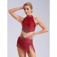 thumbnail image 4 of Doomiva Robe de Danse Latine à Franges et Strass Salsa Tango Bourgogne m, 4 of 7