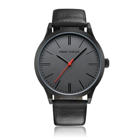Mens Quartz Watch Black Scale Dial Leather Simple Design Time Business for Friends Lovers Best Holiday Gift (Best Mens Watches Under 50)