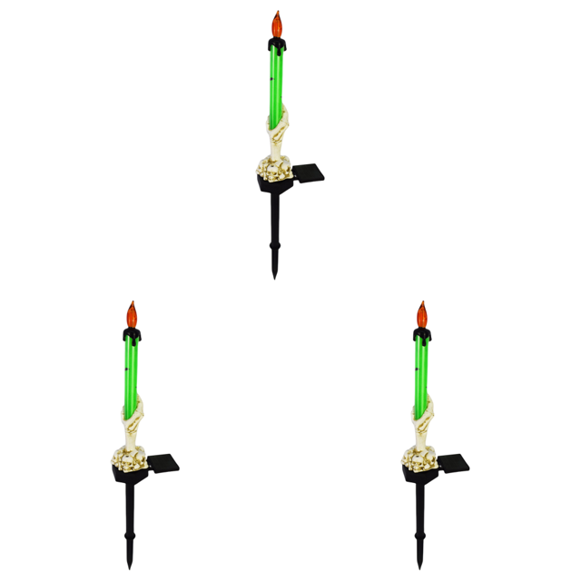 Lámpara Vela Con Soporte Manos Esqueleto Solar Halloween Impermeable (1 Unidad) Color Verde