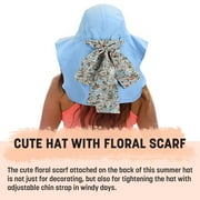 Solaris Sun Hats for Women, Wide Brim Summer Beach Hat with Neck Flap, UPF 50+ Fishing Hat for Hiking, Blue