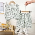 thumbnail image 2 of TOWED22 Toddler Boy Clothes Baby Summer Outfit Dinosaur Letter Print Cotton Tops+Grey Elastic Shorts 2pcs Mint Green,6-12 M, 2 of 4