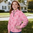 thumbnail image 3 of Uorisanigo Girls Half Zipper Sweatshirts Oversized Drop Shoulder Cute Paws Pink Quarter Zip Pullover Sweatshirts with Long Sleeve Athletic Outerwear Top for Sports and Daily Wear, 3 of 7