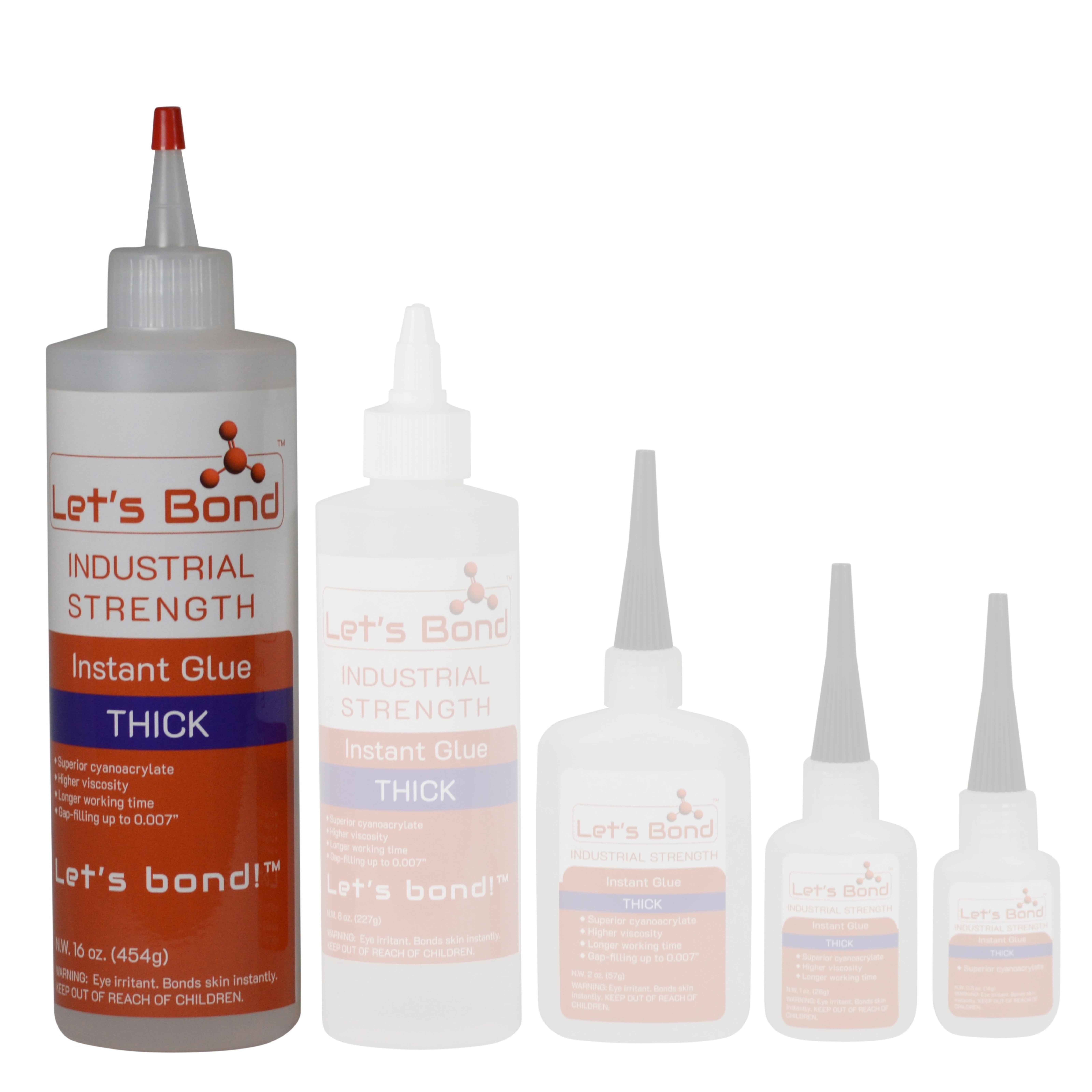 Let's Bond 16 oz Thick Professional Grade Instant Glue, Premium Cyanoacrylate, 700 CPS