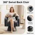 thumbnail image 3 of FANCROU Velvet Swivel Accent Chair, Mid Century 360 Degree Swivel Chair, Reading Lounge Chair, for Living Room, Bedroom, Living Room, Office, Gray, 3 of 8