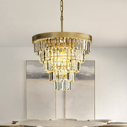 4-Light 16" Glam Tierd Chandelier With Crystal Accents