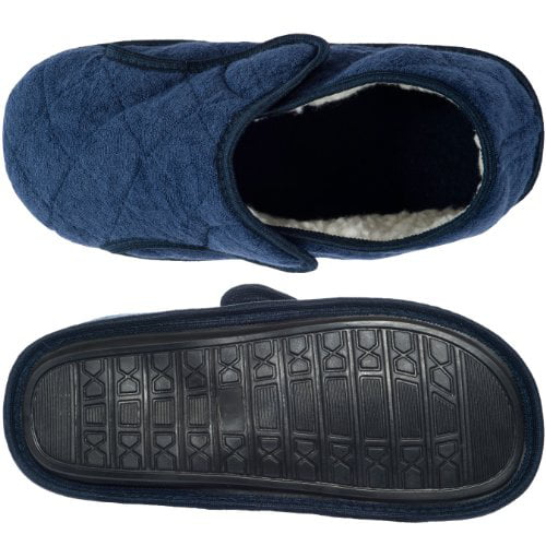 mens slippers with velcro for swollen feet