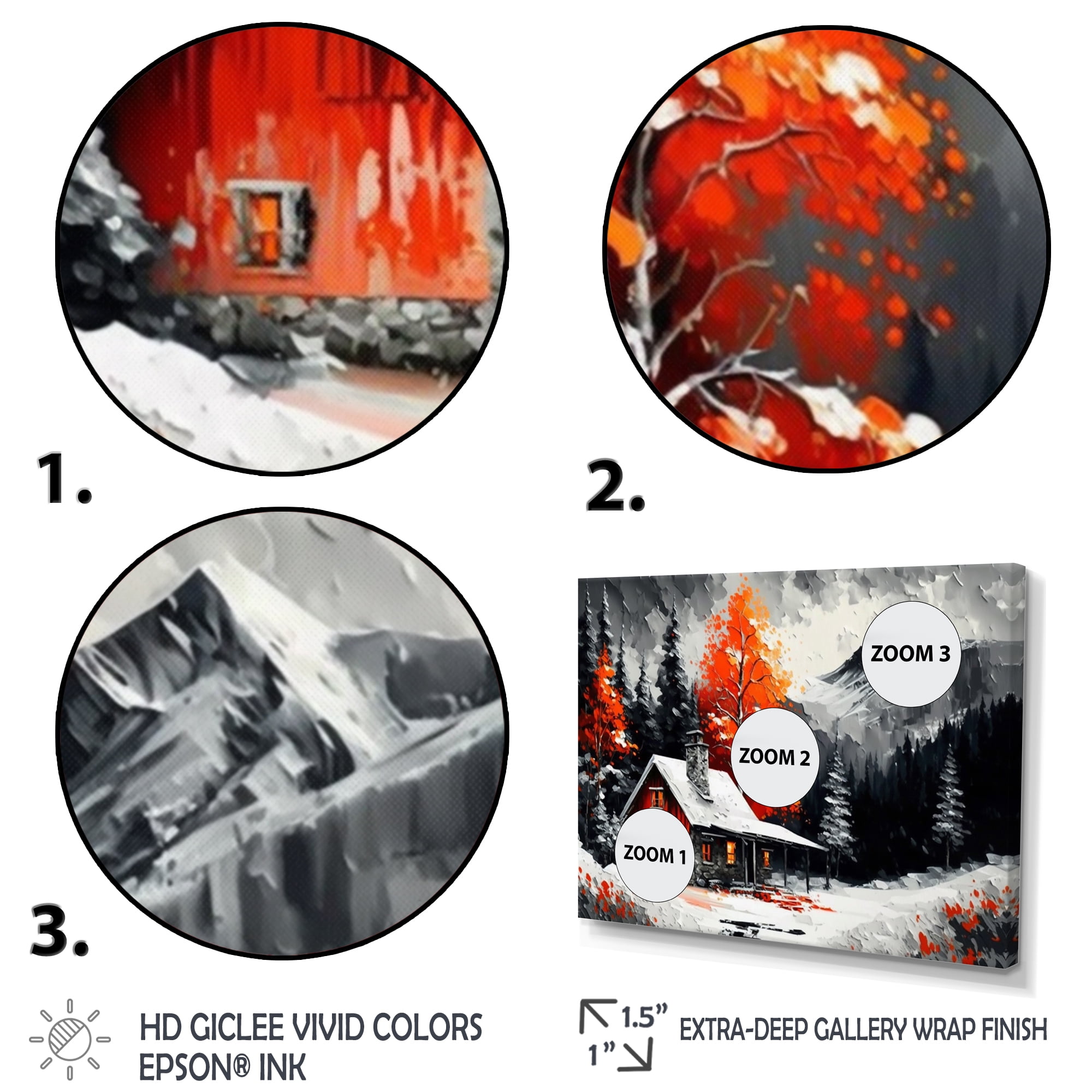 Designart Cabin In The Woods In Winter IV Canvas Wall Art