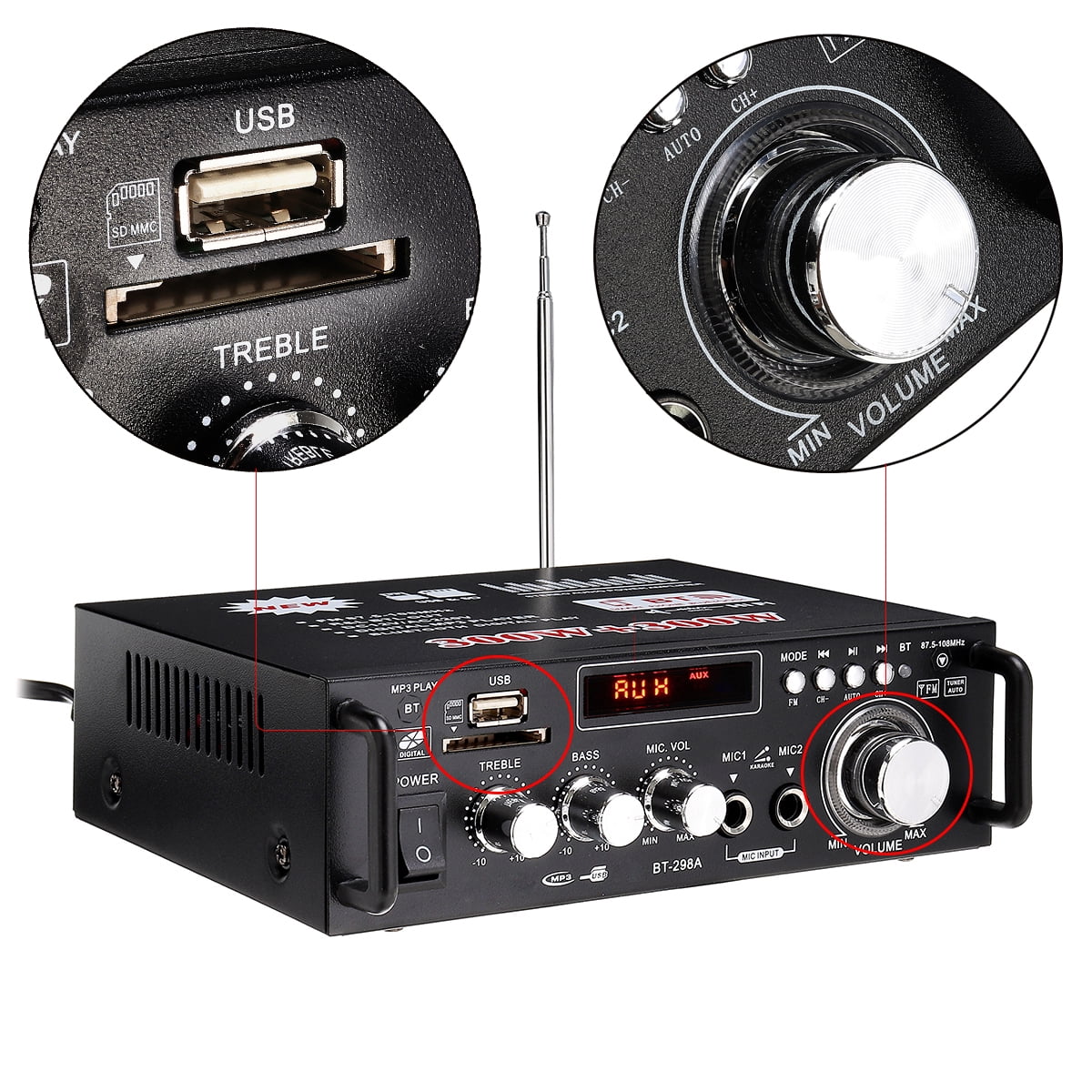 Pyle PFA300 90W Class T Hi-Fi Audio Amplifier Aux-In W/ AC ADAPTER 4 Lot of 