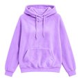 thumbnail image 2 of Vixolx Casual Solid Hoodies for Women Drawstring Fleece Hooded Sweatshirt with Kangaroo Pocket Fall Winter Long Sleeve Pullover, 2 of 7