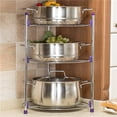 thumbnail image 4 of Zootealy Étagère pour Casseroles de Cuisine Étagère pour Casseroles Chromée à 3 Niveaux Étagère Ronde Tour de Rangement pour Casseroles Isolation Thermique Support pour Casseroles, 4 of 8