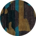 thumbnail image 1 of Ahgly Company Indoor Round Abstract Light Blue Modern Area Rugs, 5' Round, 1 of 4