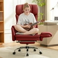 thumbnail image 4 of COOLHUT Big and Tall Office Chair, High Back Executive PU Leather Desk Chair with Footrest, Ergonomic Home Office Chair Computer Chair with Lumbar Support & Padded Armrest, Burgundy Red, 4 of 11