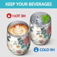 thumbnail image 4 of 12oz Stemless Wine Tumblers Pioneer Flower Vacuum Insulated Stainless Steel Travel Tumbler Cups Mug with Lid and Straw for Champaign,Cocktail,Beer with Cleaning Brush, 4 of 5