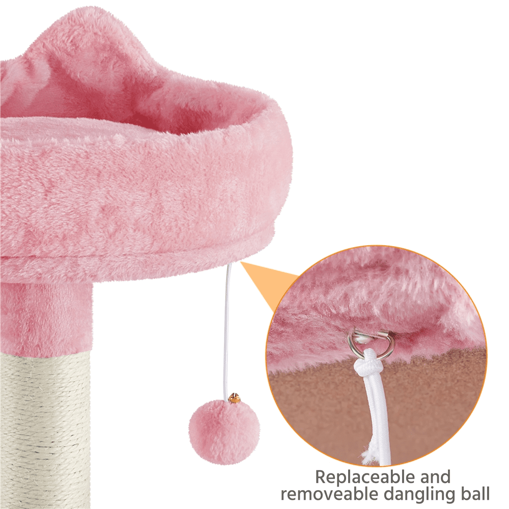 Alden Design 70″ H Multi Level Cat Tree Tower with 2 Foam-Padded Perches, Pink