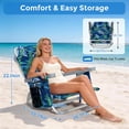 thumbnail image 4 of DKMOCO Backpack Beach Chair Folding Camping Chair for Adults, Portable Outdoor Lounge Chair with Cup Holder for Outside Lawn Patio, Heavy Duty 6-Position Reclining, Leaf Blue-Green, 4 of 9