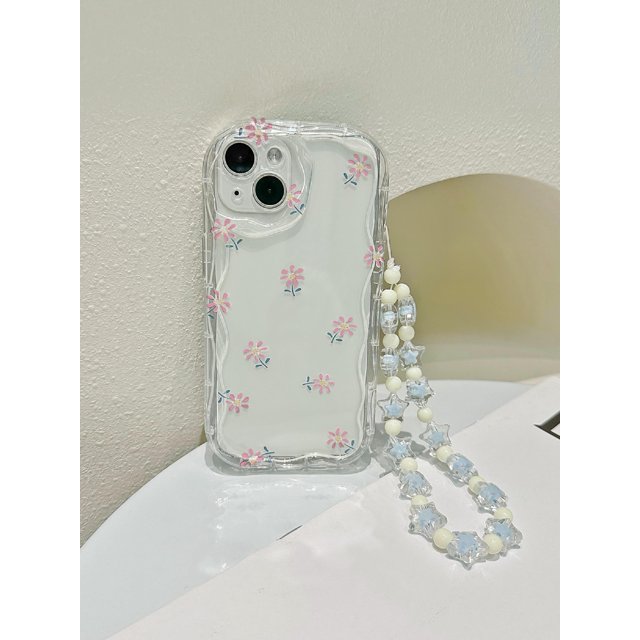 Cream Pattern Printed Phone Case With Protective Cover And Chain, Compatible With Apple iPhone 15/15Plus/15Pro/15Promax And Huawei