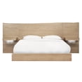 thumbnail image 2 of Aziel Queen Size Bed, Live Edge Headboard, Floating Side Shelves, Brown, 2 of 5