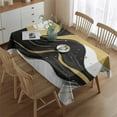 thumbnail image 2 of Black and Gold Marble Wavy Lines Pattern Rectangle Tablecloth 60"x84",Waterproof Polyester Rectangle Table Cloth, Wipeable Spillproof Polyester Tablecloth for Dining, Camping, Indoor and Outdoor, 2 of 5