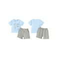 thumbnail image 2 of Suealasg 2Pcs Toddler Boys Summer Outfit Dinosaur Print Short Sleeve Tops with Elastic Waist Solid Color Shorts 6M 1T 2T 3T Baby Boys Clothes, 2 of 8